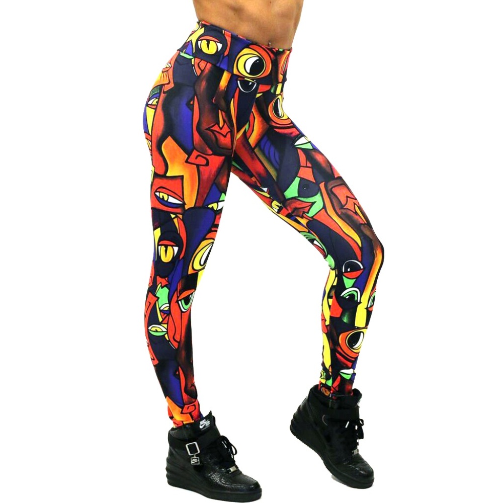 Colorful Abstract Print Leggings - Vibrant Multicolor